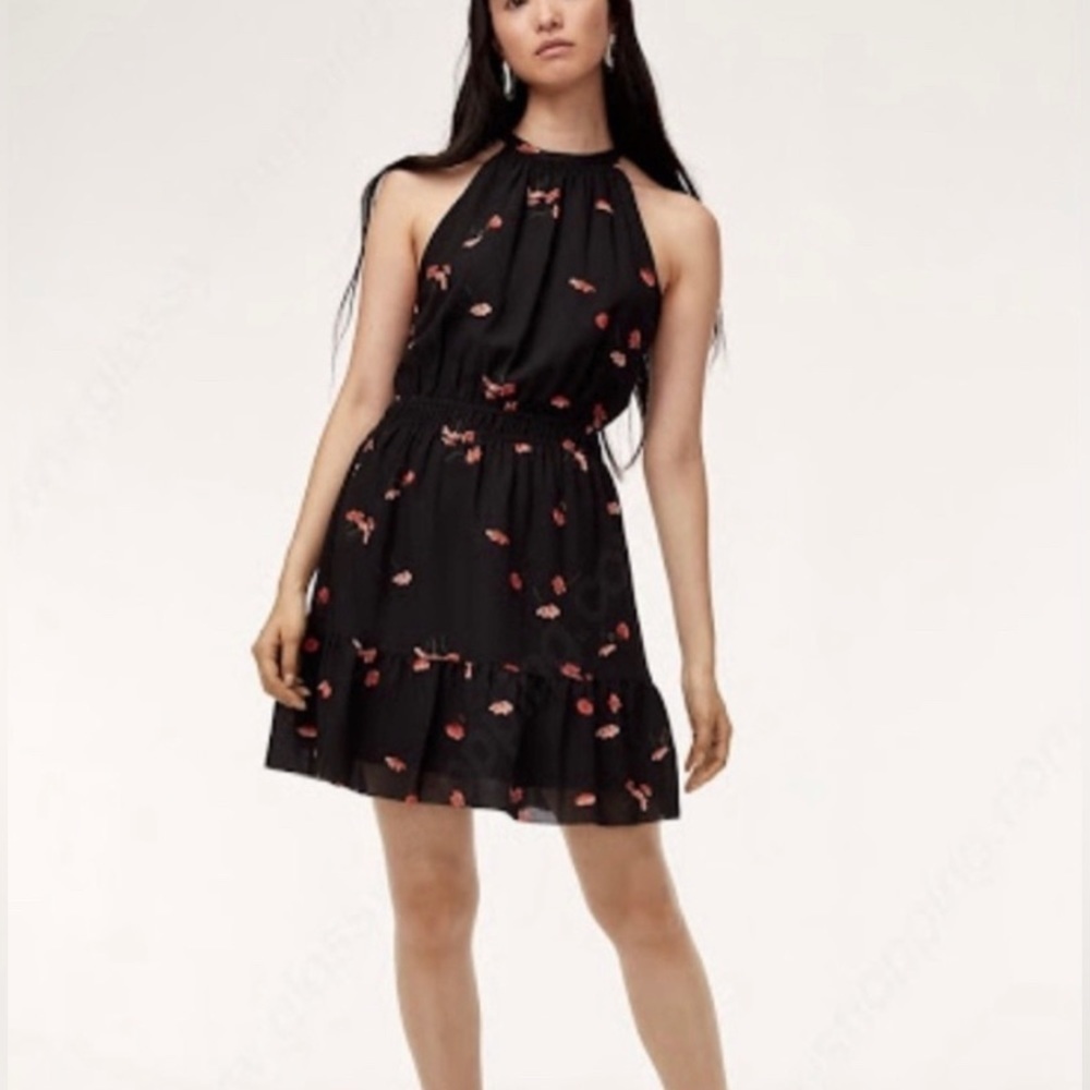 Wilfred Effet Aritzia Mini Dress Black Floral Size M